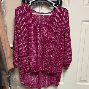 West Kei Burgundy and White Blouse